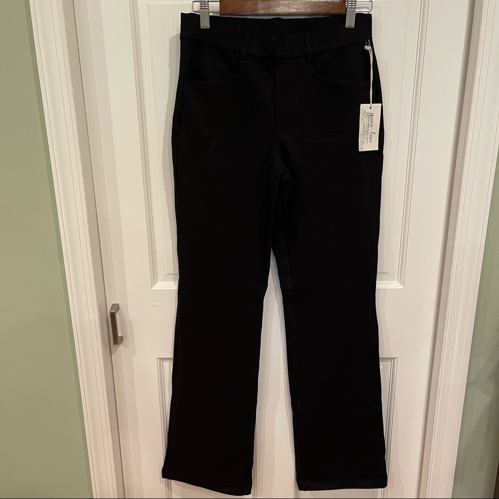 NWT Grace & Lace Black Bootcut Dress Pants Size 6/8